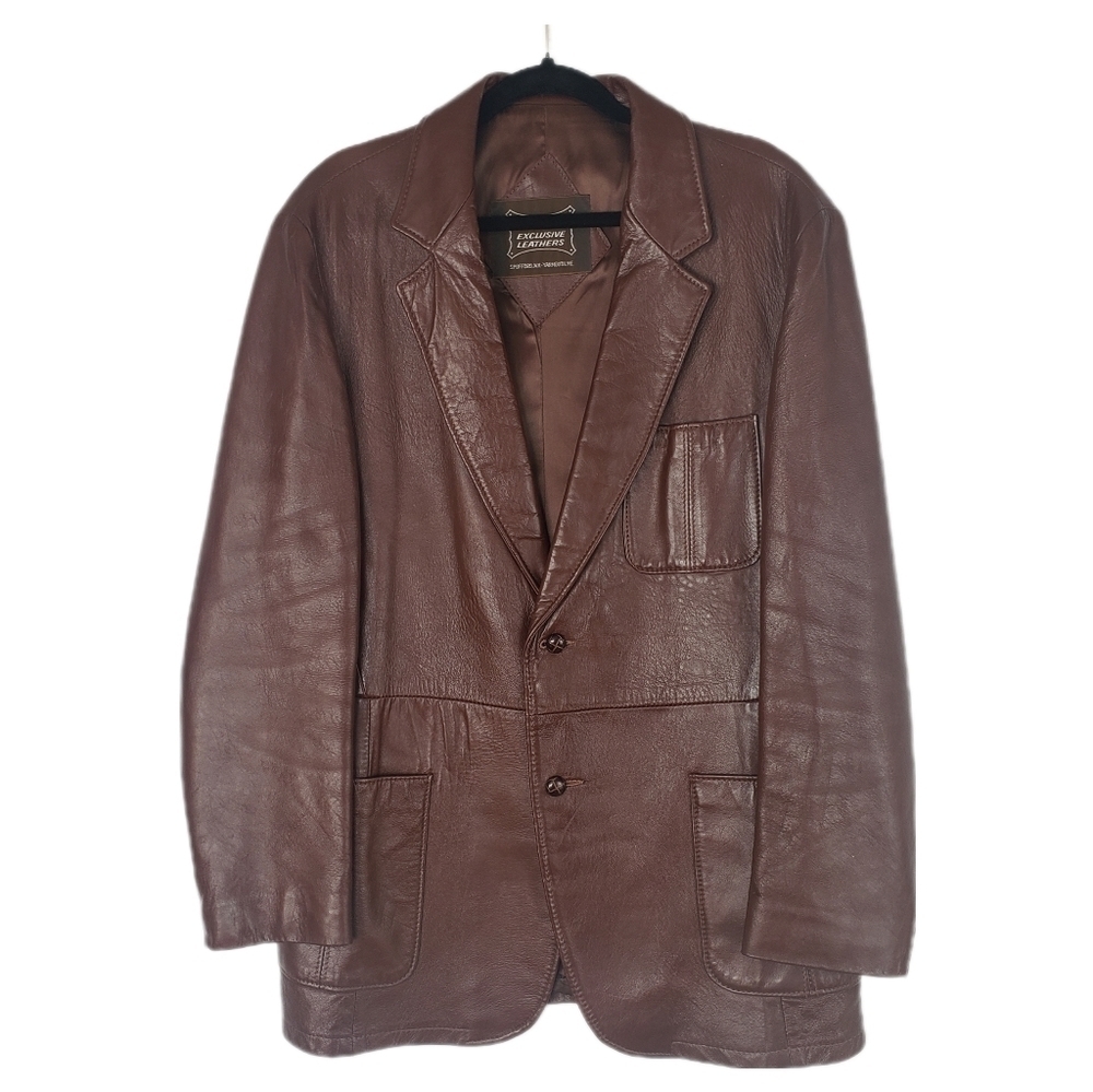 VTG Howard's Mens Leather Sport Coat Made in the USA Size 46